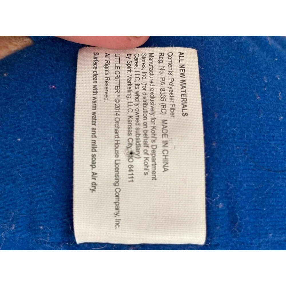 Kohls Cares Little Critter Plush Mercer Mayer Stuffed Animal Blue Overalls 2014